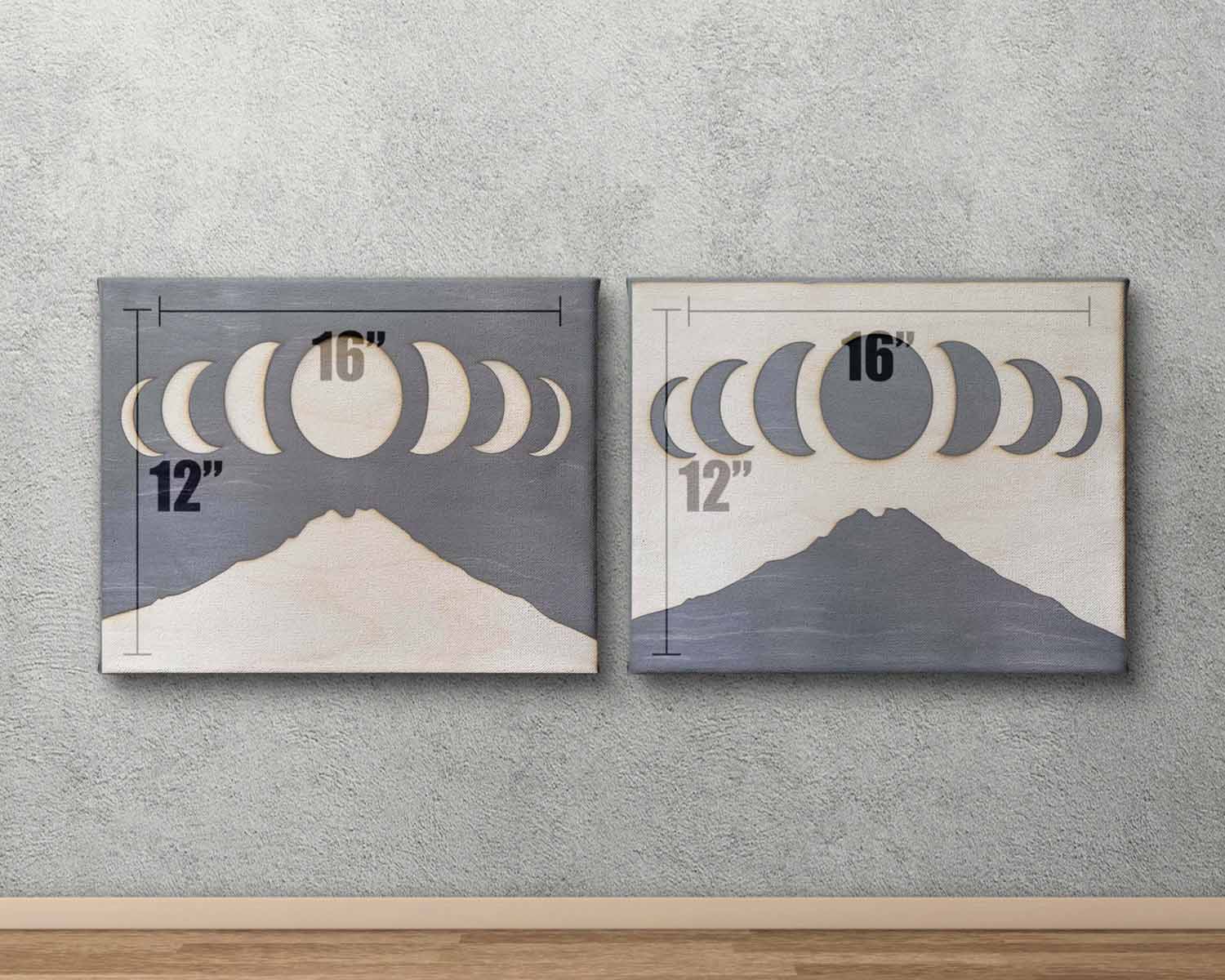 Moon Over Mountains Celestial Counterpart Diptych