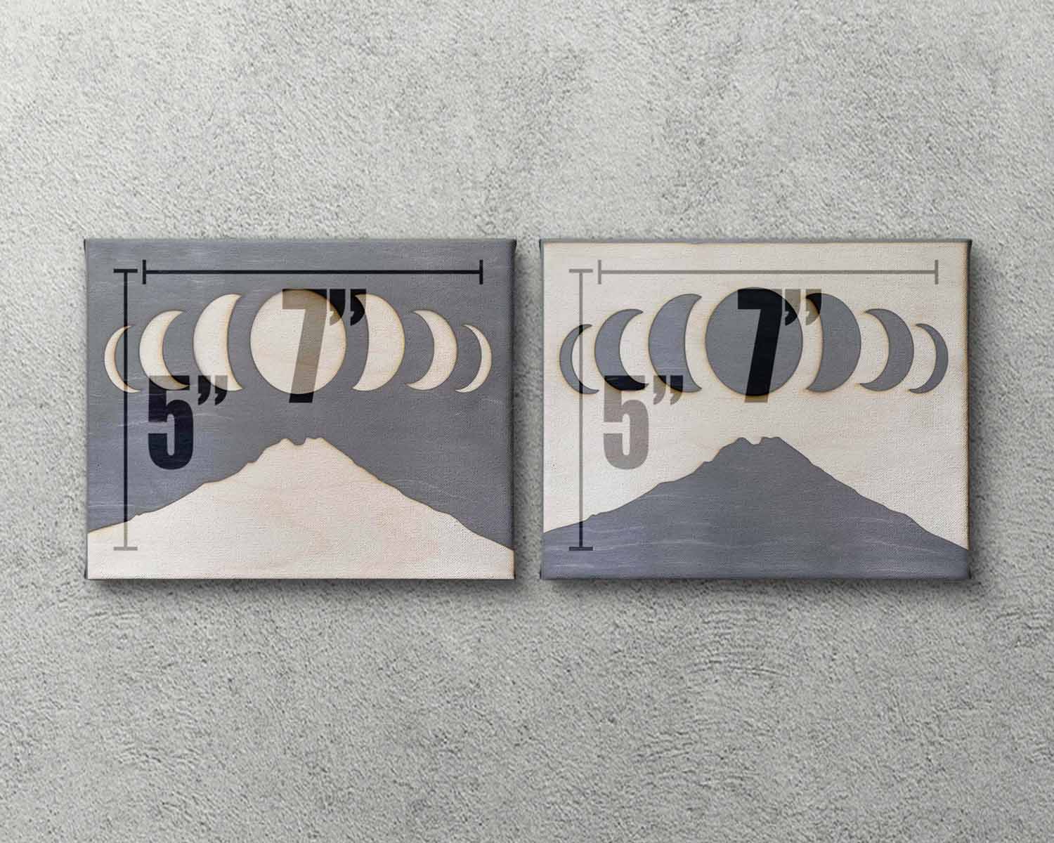 Moon Over Mountains Celestial Counterpart Diptych