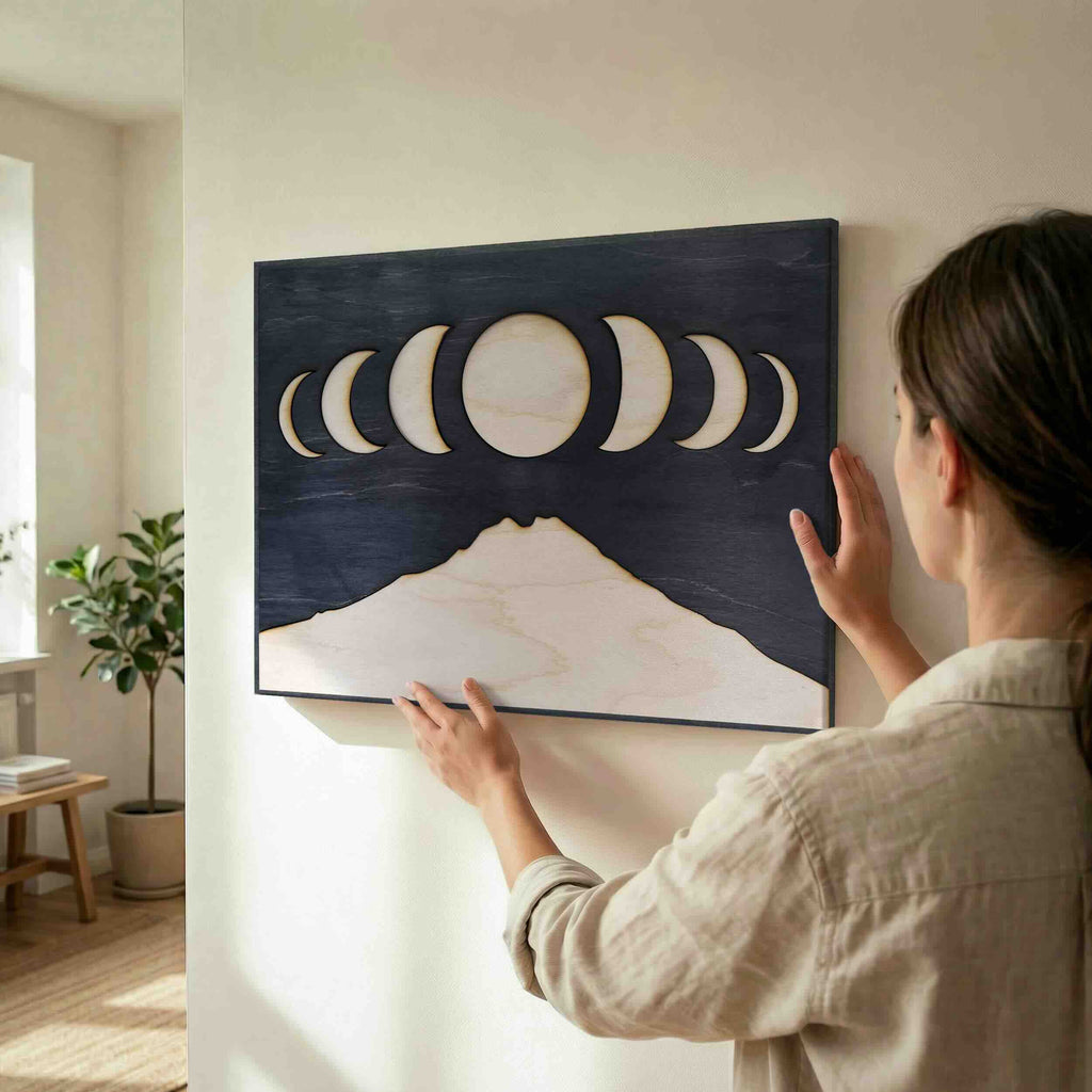 Moon Over Mountains Celestial Counterpart Diptych