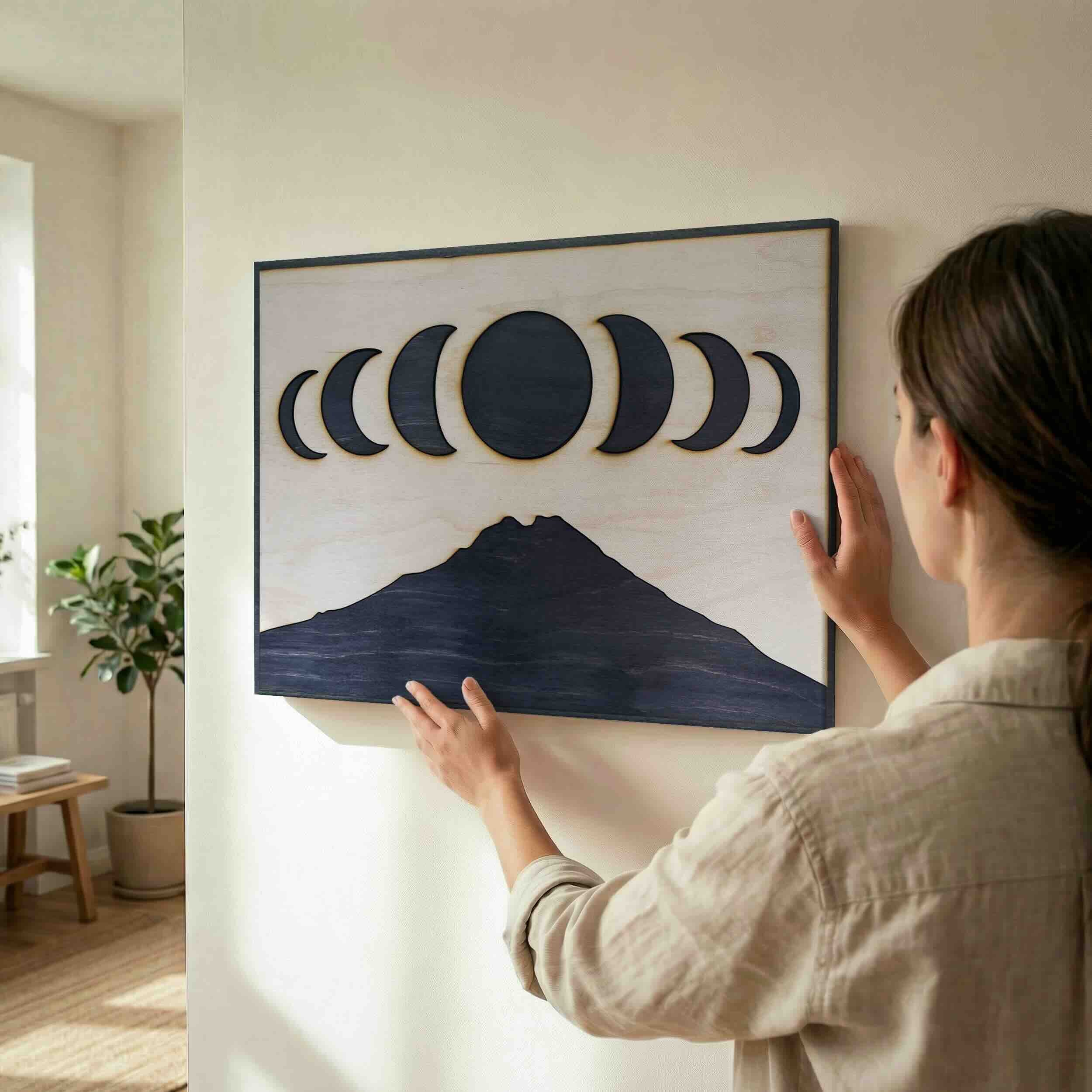 Moon Over Mountains Celestial Counterpart Diptych