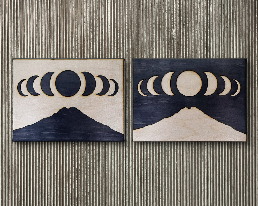 Moon Over Mountains Celestial Counterpart Diptych