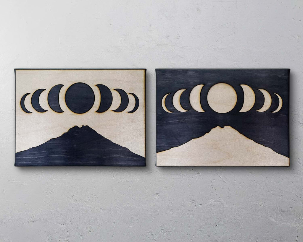Moon Over Mountains Celestial Counterpart Diptych