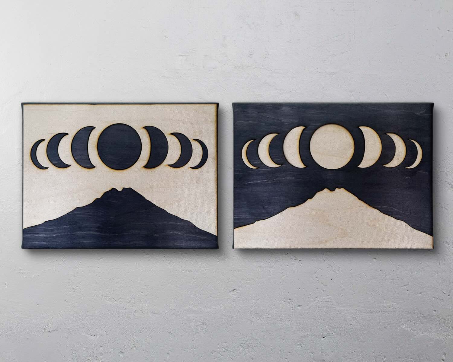 Moon Over Mountains Celestial Counterpart Diptych
