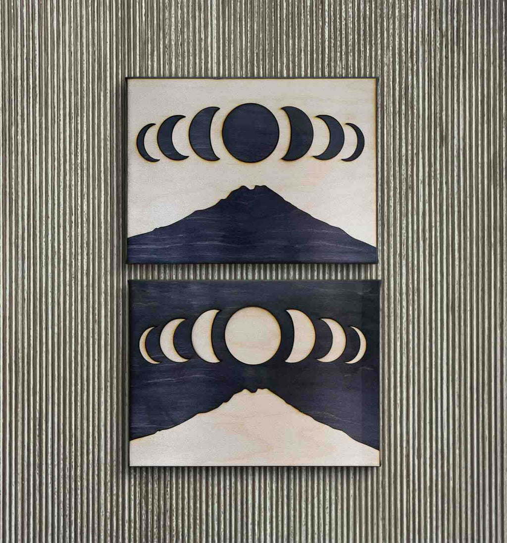 Moon Over Mountains Celestial Counterpart Diptych