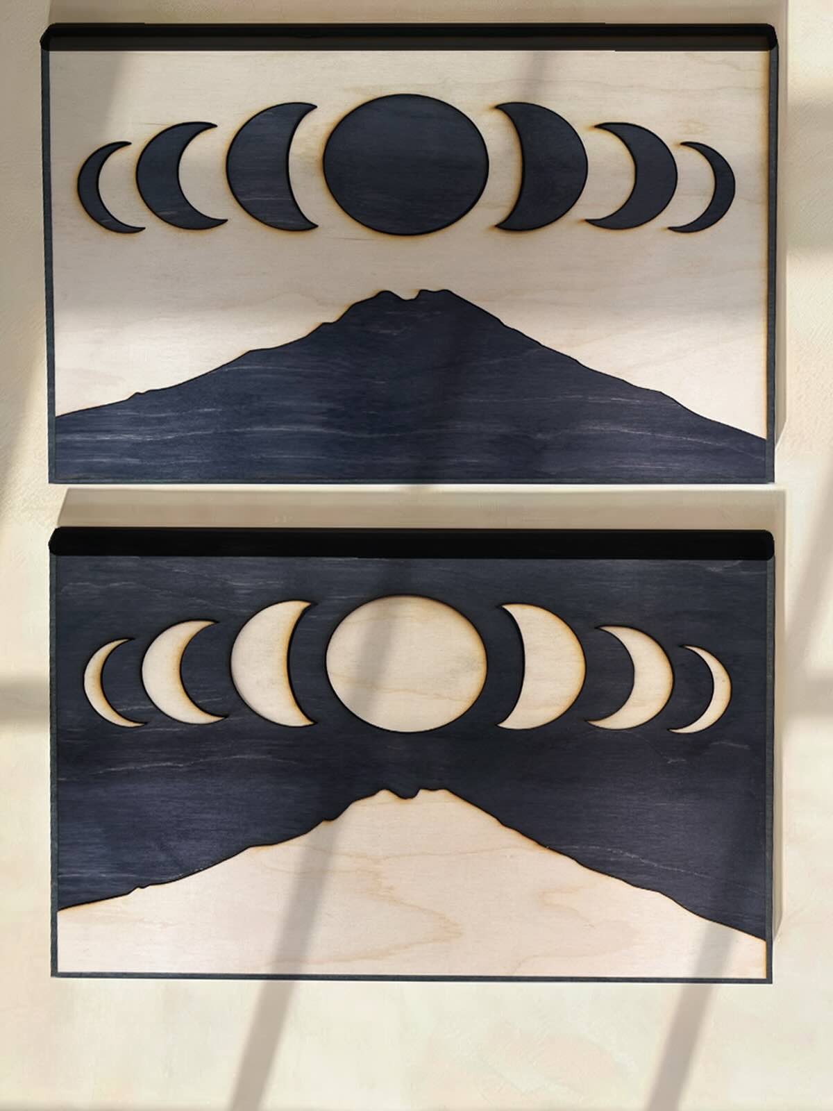 Moon Over Mountains Celestial Counterpart Diptych