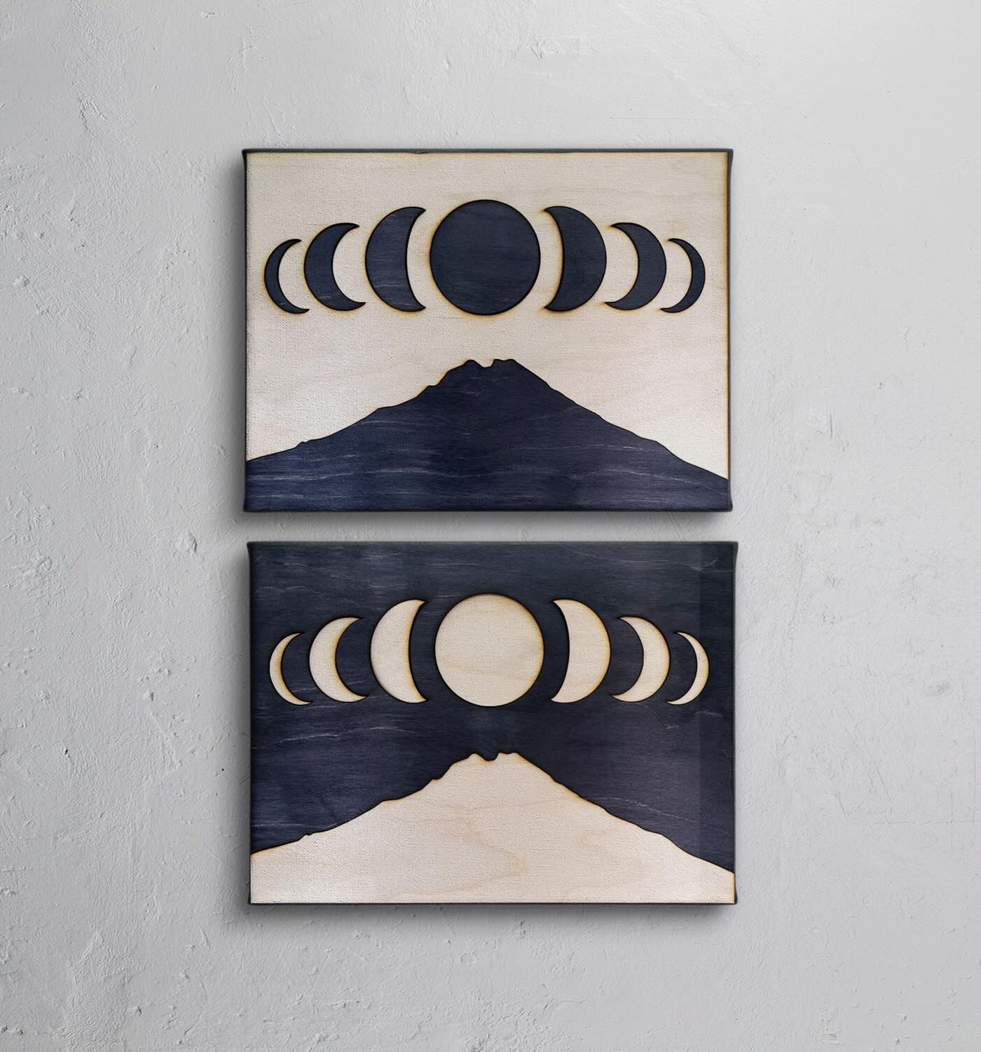 Moon Over Mountains Celestial Counterpart Diptych